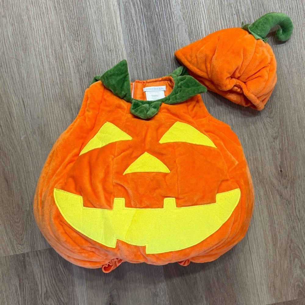Pottery Barn Kids Pumpkin Costume Halloween Orange and Green Toddler 2T